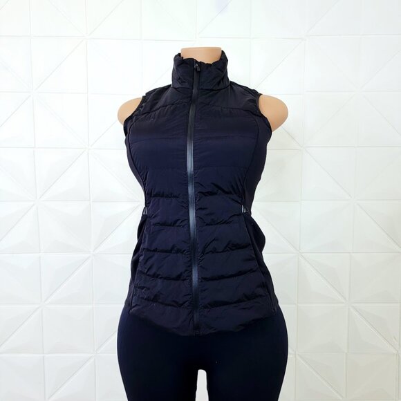 Lululemon Women's Black Down For It All Windproof Running Puffer Vest Size 6 - Picture 2 of 9